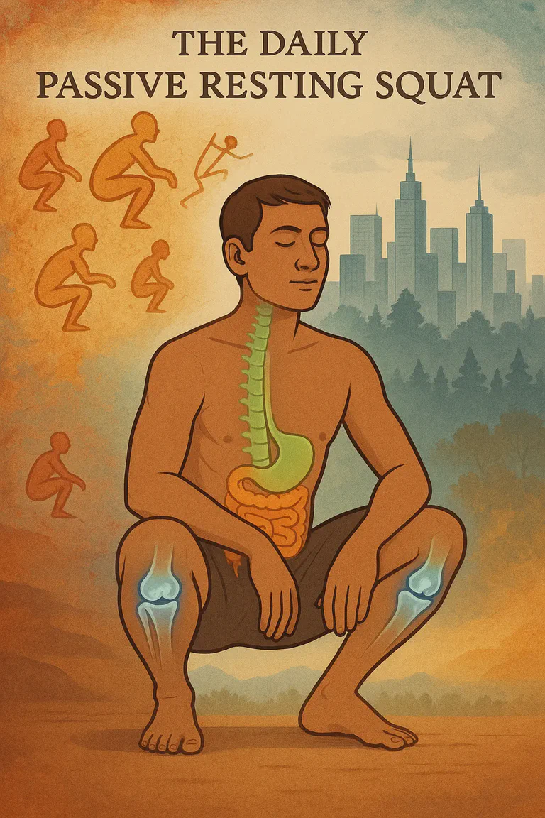 Illustration showing human movement patterns and squatting benefits