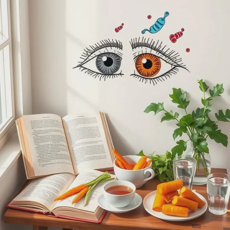 Illustration showing the connection between a healthy gut and vibrant eyes