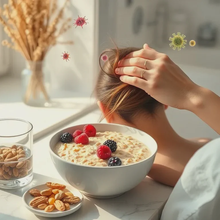 Illustration showing the connection between a healthy gut and vibrant hair