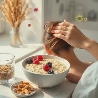 Illustration showing the connection between a healthy gut and vibrant hair