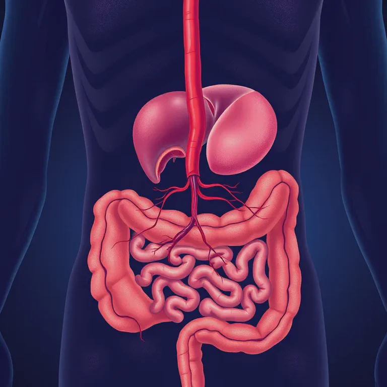 Illustration of the gut-liver axis showing the portal vein connection