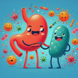 Abstract representation of the gut and immune system connection