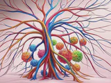 Illustration depicting the connection between the gut, blood vessels, and immune system