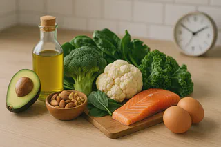 Person preparing whole foods meal with healthy fats and vegetables, representing the hormone-first approach to fat loss