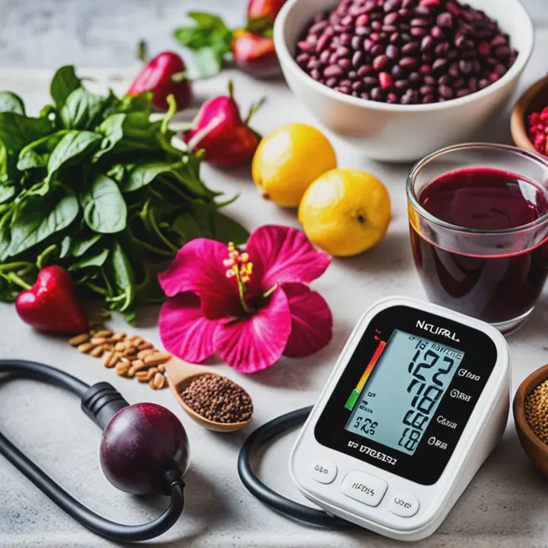 Fresh vegetables and blood pressure monitor representing natural approaches to blood pressure management