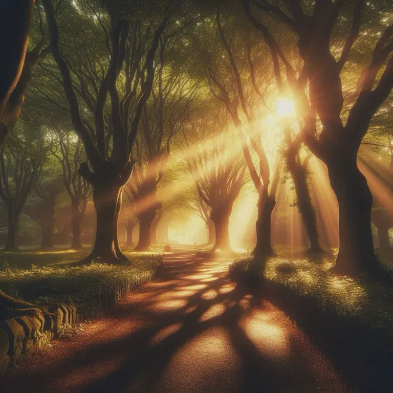 Sunlight filtering through trees in Shanganagh Park, Shankill, Dublin